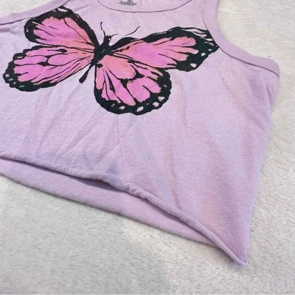 NWT Full Tilt Purple Butterfly Graphic Cropped Tank - Picture 7 of 12